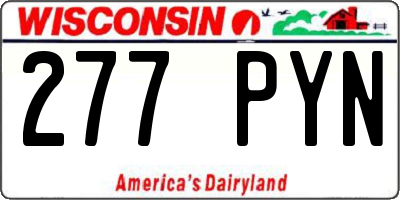 WI license plate 277PYN