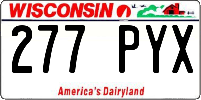 WI license plate 277PYX