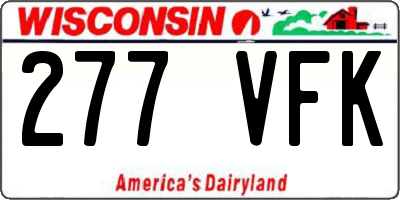 WI license plate 277VFK