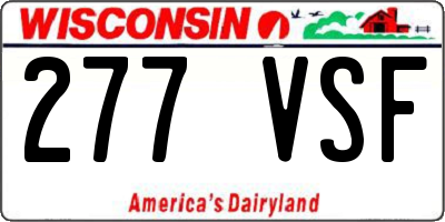 WI license plate 277VSF