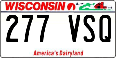 WI license plate 277VSQ
