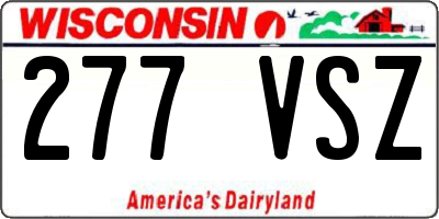 WI license plate 277VSZ
