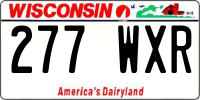 WI license plate 277WXR