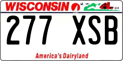 WI license plate 277XSB