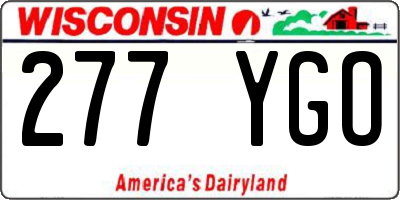 WI license plate 277YGO