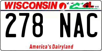 WI license plate 278NAC