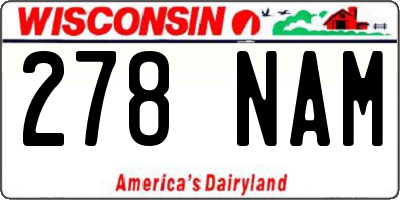 WI license plate 278NAM