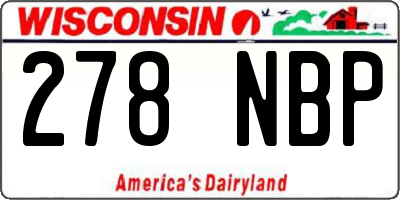 WI license plate 278NBP