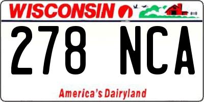 WI license plate 278NCA