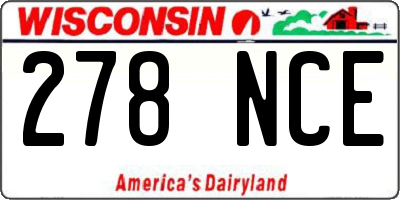 WI license plate 278NCE