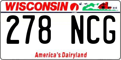 WI license plate 278NCG