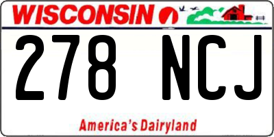 WI license plate 278NCJ