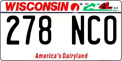 WI license plate 278NCO