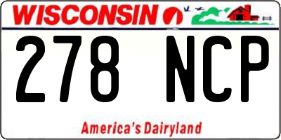 WI license plate 278NCP