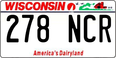 WI license plate 278NCR