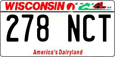 WI license plate 278NCT