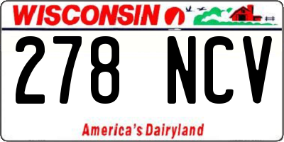WI license plate 278NCV