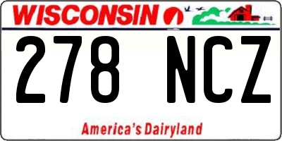 WI license plate 278NCZ