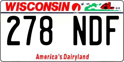 WI license plate 278NDF