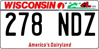 WI license plate 278NDZ