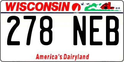 WI license plate 278NEB