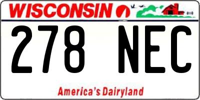 WI license plate 278NEC