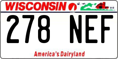 WI license plate 278NEF