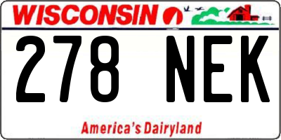 WI license plate 278NEK