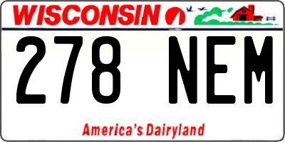 WI license plate 278NEM