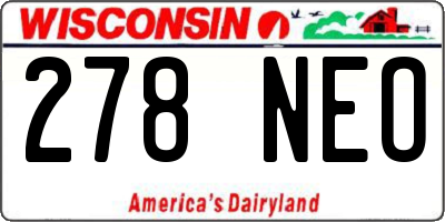 WI license plate 278NEO