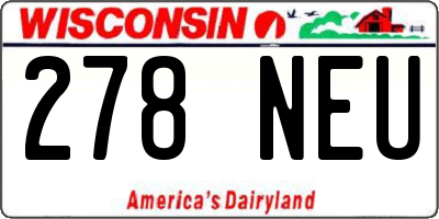 WI license plate 278NEU