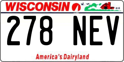 WI license plate 278NEV