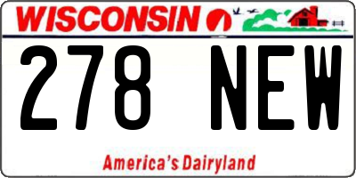WI license plate 278NEW