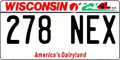 WI license plate 278NEX