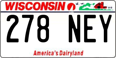 WI license plate 278NEY