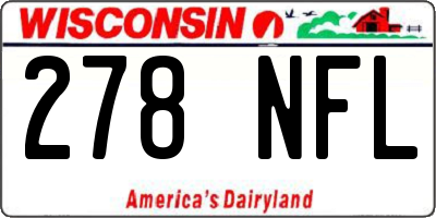 WI license plate 278NFL