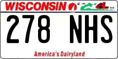WI license plate 278NHS