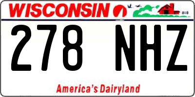 WI license plate 278NHZ