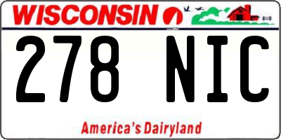 WI license plate 278NIC