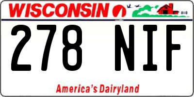 WI license plate 278NIF