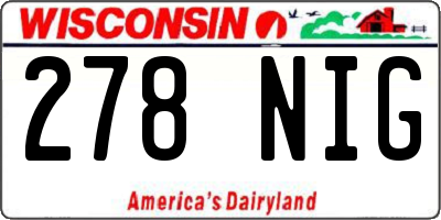 WI license plate 278NIG