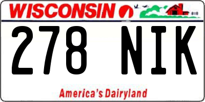 WI license plate 278NIK