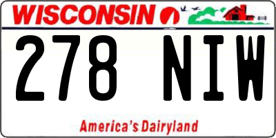 WI license plate 278NIW