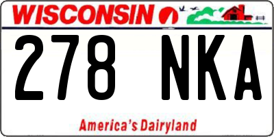 WI license plate 278NKA