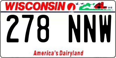 WI license plate 278NNW
