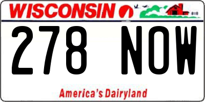 WI license plate 278NOW