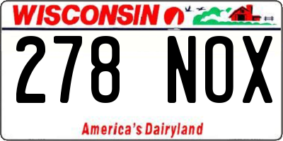 WI license plate 278NOX