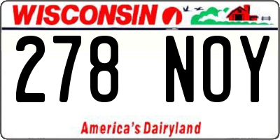 WI license plate 278NOY