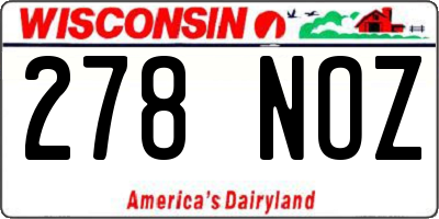 WI license plate 278NOZ