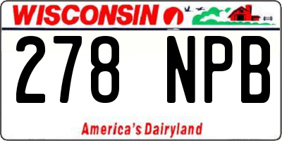 WI license plate 278NPB